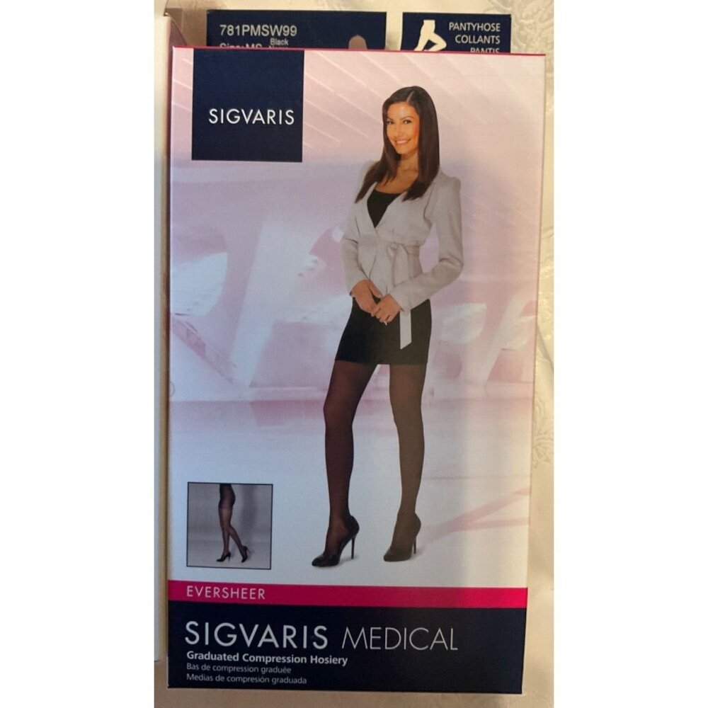 Sigvaris 781P MS W99 EverSheer 15-20mmHg Compression Pantyhose Black Sheer MS